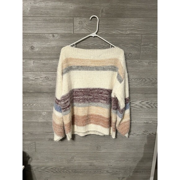 PINCH Hilda Cream Multi Striped Eyelash Knit Sweater Size Medium - Picture 4 of 8